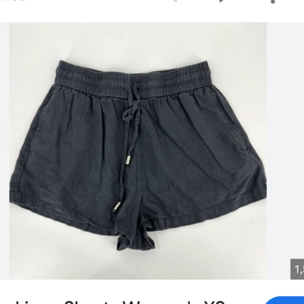 Zara, Linen Shorts, worn once, Small, Gray, High Rise Drawstring Pockets
